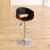 Allin Swivel Adjustable Height Bar Stool with Open Back in Faux Leather, Walnut Wood and Chrome