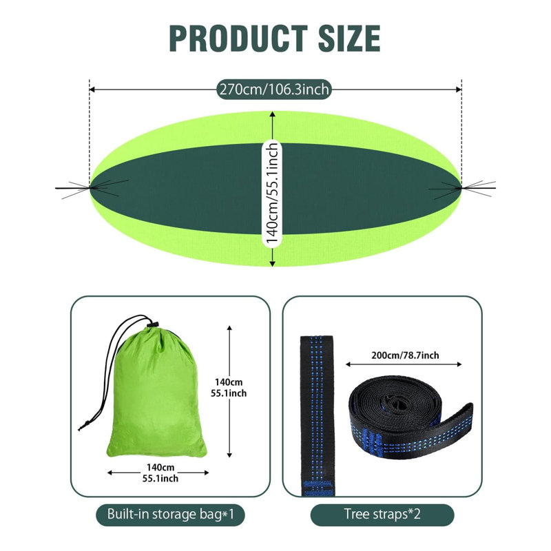 Adventure-Ready Double Camping Hammock with Tree Straps