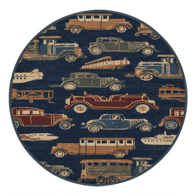 Machine Washable Transportation Gray Area Rug