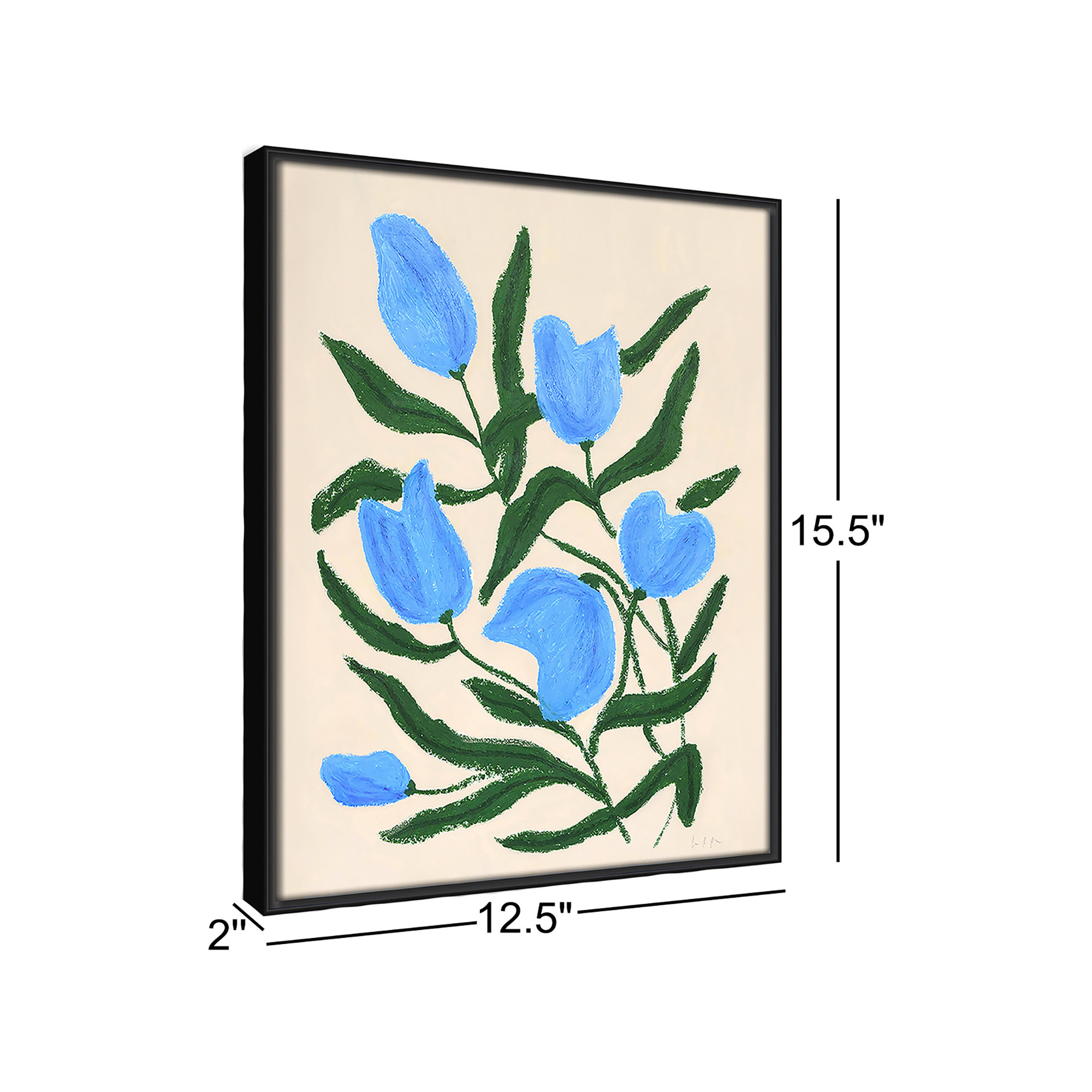 Blue Tulips Print by Camilla Bergqvist, 15.5" H x 12.5" W, Espresso