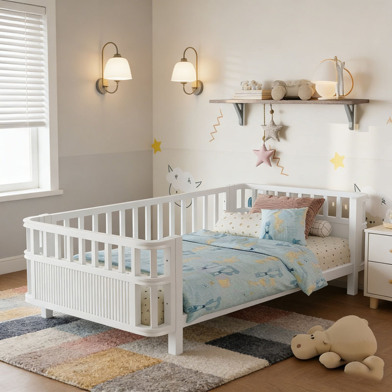 lit plateforme en bois, Lit simple, Blanc