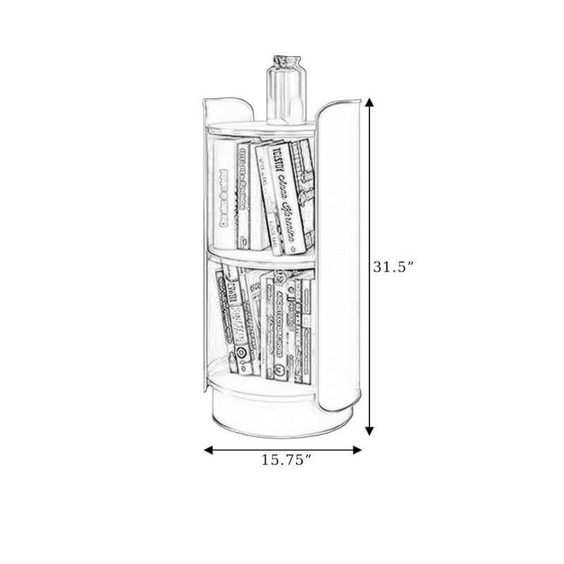 White Modern pvc Standard Bookcase, (2 Shelves) 31.5" H x 15.75" W x 15.75" D