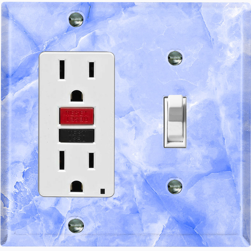 Patterned 2 - Gang Combination Plate Standard Combination Wall Plate, Dark Gray