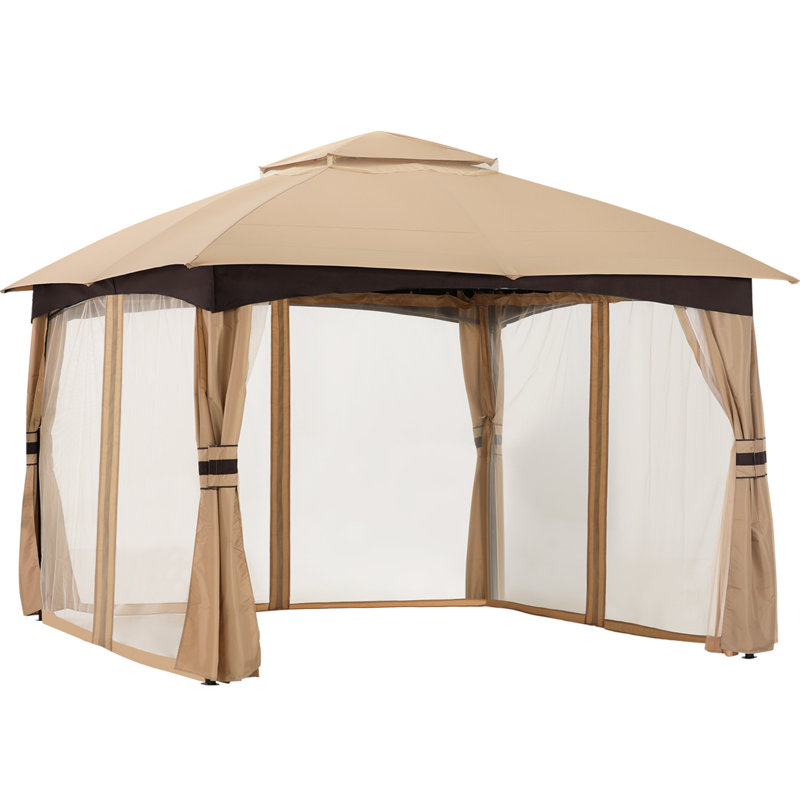 Pavillon de jardin en acier de qualité supérieure avec moustiquaire MASTERCANOPY, Beige, Remise de garage l 12 pi x 10 pi,