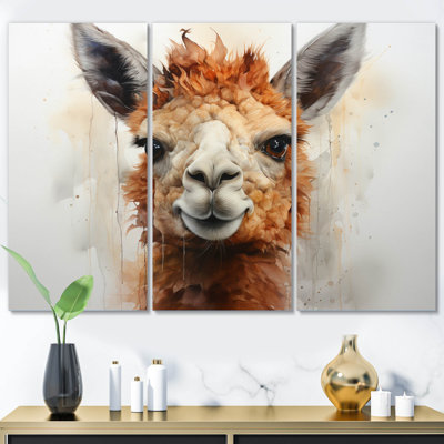 Alpaga Curious Alpaca sur toile, reproduction de 3 pièces