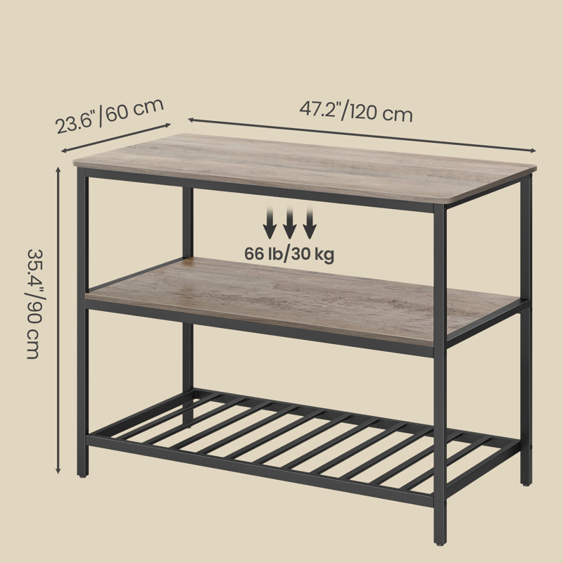 Riggle 47.4'' W Kitchen Island, Greige/Black