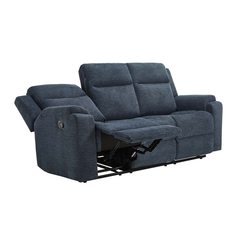 3 Seater Chenille Reclining Sofa, Blue