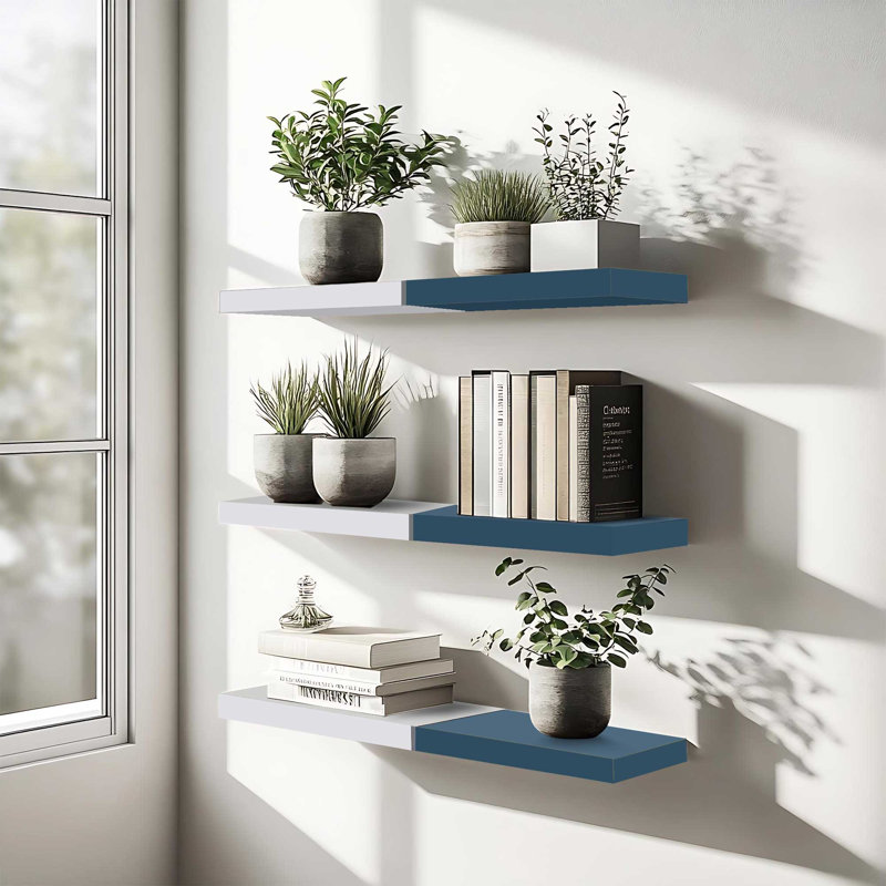 Ensemble de tablettes flottantes l 23,6 po, Blanc / Bleu