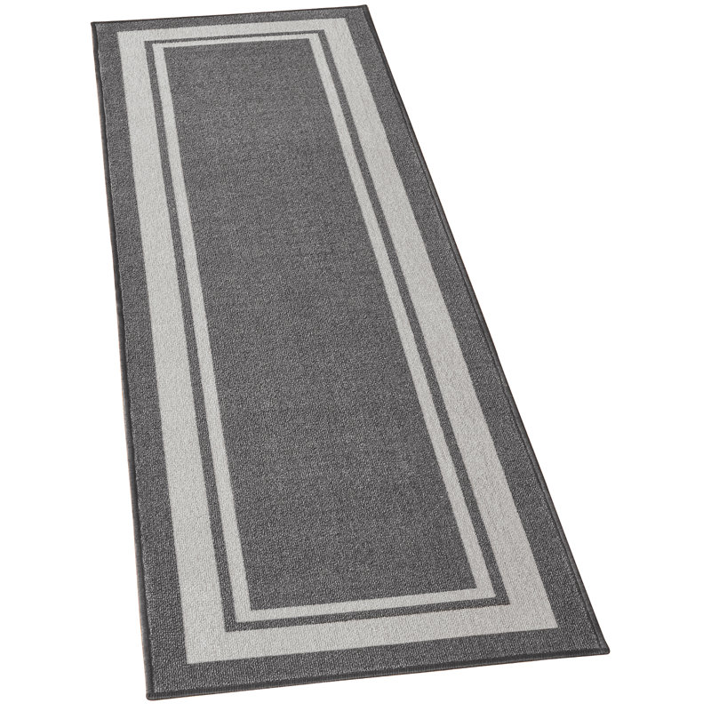 Tapis gris tissé à la machine Kaser, Tapis de couloir 2 pi 2 po x 7 pi 6 po
