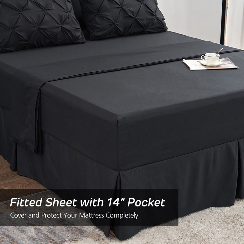 HK-PT0120210625 Comforter, King Comforter + 7 Additional Pieces, Black