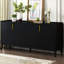 Armoire 4 portes pour couloir - et bois massif, tablette réglable, rangement noir, chambre à coucher avec tablette, vestibule-1951013474-1951013475