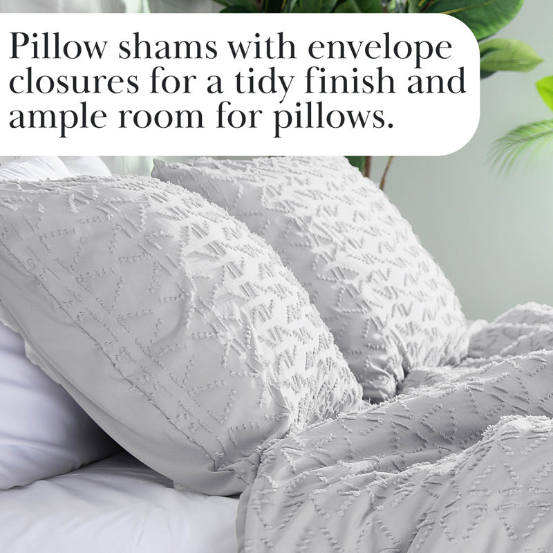 Bali Collection Clipped Jacquard Microfiber Duvet Cover Set, King Duvet Cover + 2 King Shams, Steel  Gray