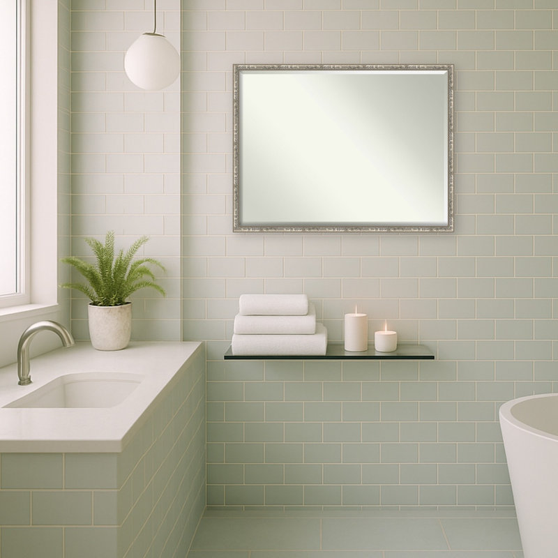 Miroir mural de salle de bain Pearce, Belvédère argenté