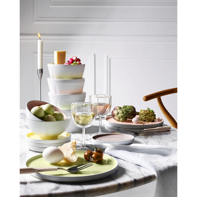 Gray Porcelain Microwave-Safe Dinner Plates Set of 4