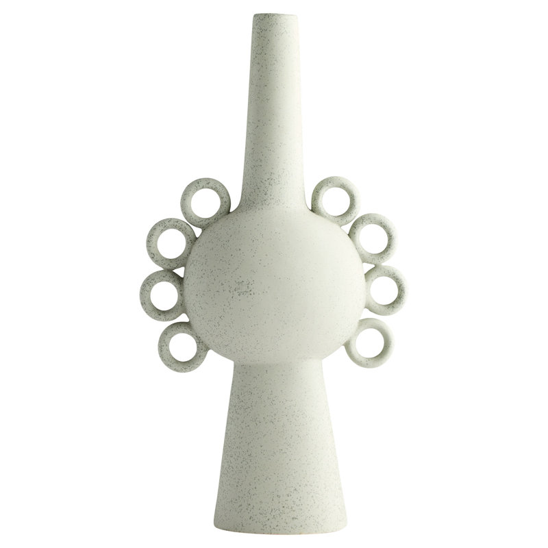 Ringlets Handmade Ceramic / Porcelain Table Vase, 18" H x 9.5" W x 4.75" D, Celadon