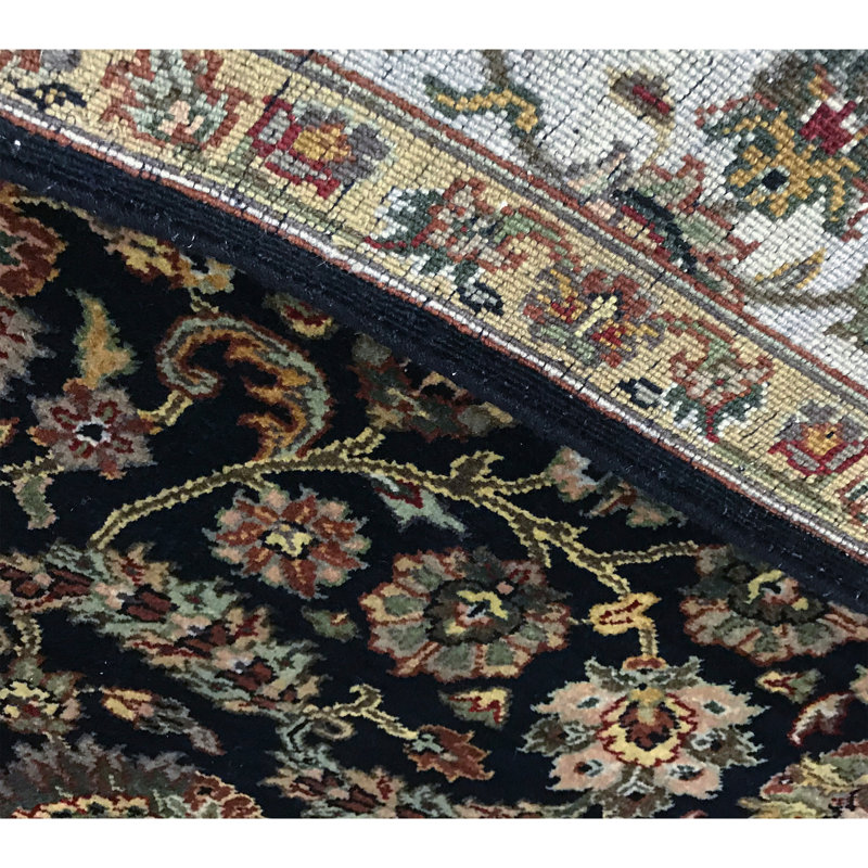 Kingsbury Wool Oriental Area Rug in Black/Teal/Beige