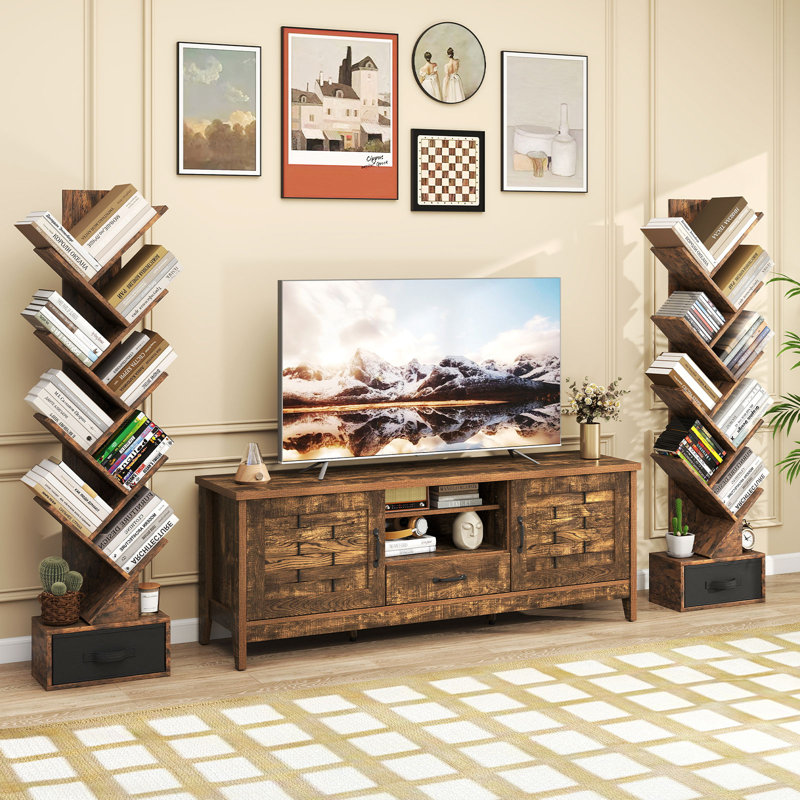Clarixa Geometric Storage Bookcase, Brown