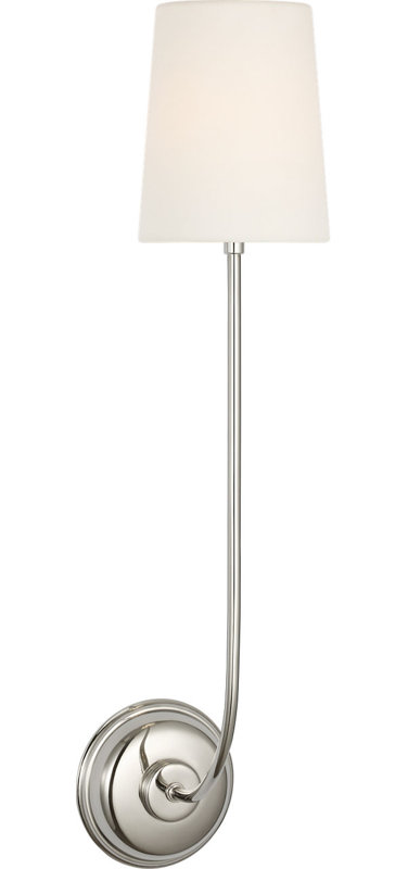 Vendome 26" Single Cordless Sconce with Linen Shade, Polished Nickel