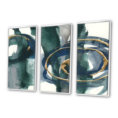 Mettalic indigo et or III - ensemble d'art mural sur toile encadré chic et luxueux 3