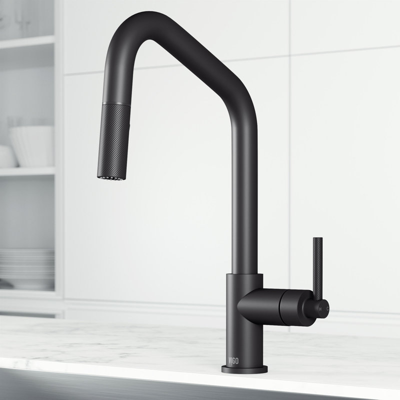 Robinet de cuisine rétractable à 1 poignée et 2 fonctions H 15 po Utopia, Noir mat
