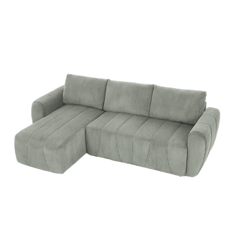 Convertible Sectional Sofa Couch, Gray Corduroy