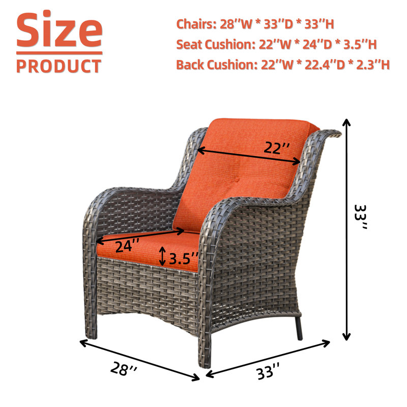 Ragne Wicker Outdoor Lounge Chair, Orange