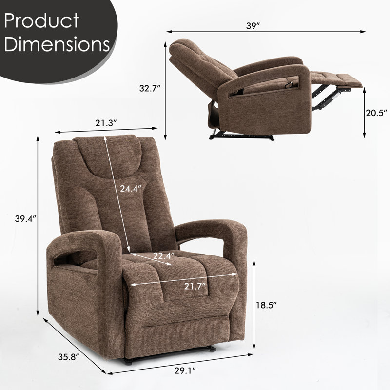 Berdean Upholstered Pushback Manual Recliner, Brown
