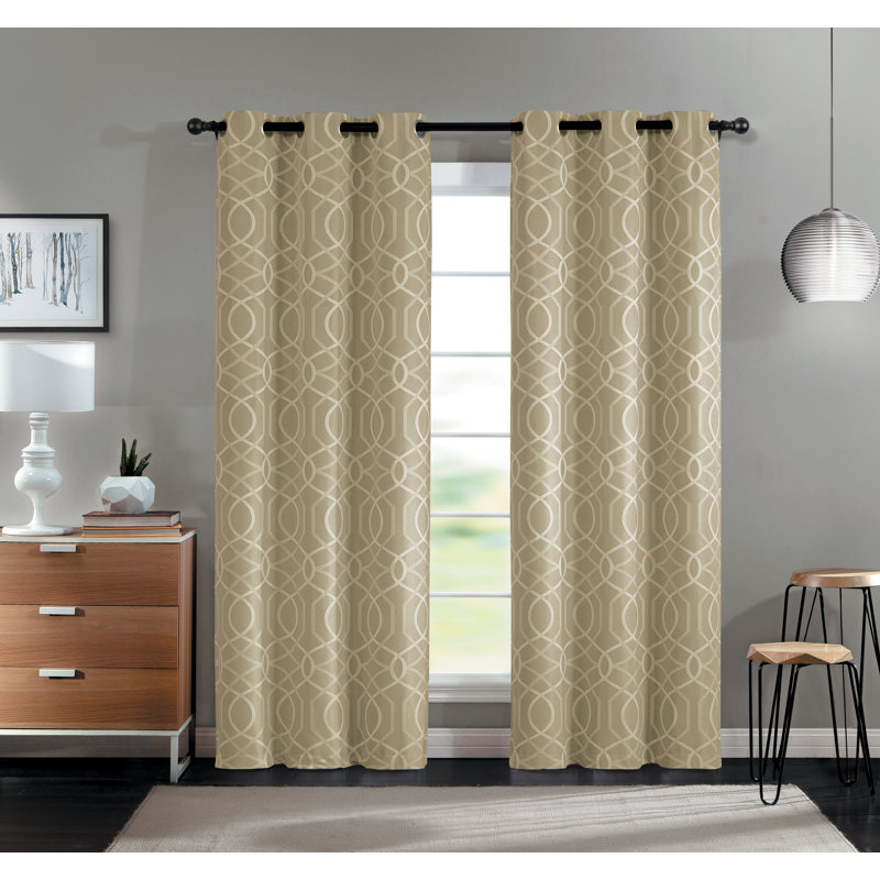 Gracija Semi Sheer Curtain Pair, Taupe, 52" W x 84" L