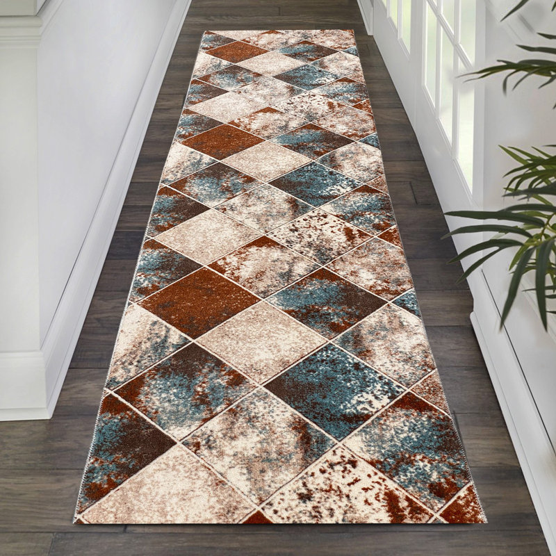 Gilbrae Geometric Area Rug, Runner 80 x 200cm