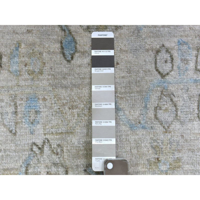 Tapis gris en laine noué à la main 2 pi 6 po x 19 pi 9 po Angora Oushak