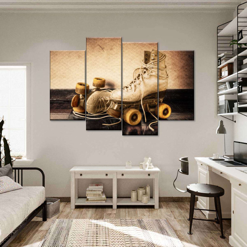 Ensemble de 4 patins à roulettes sur toile, H 32 po x l 52 po