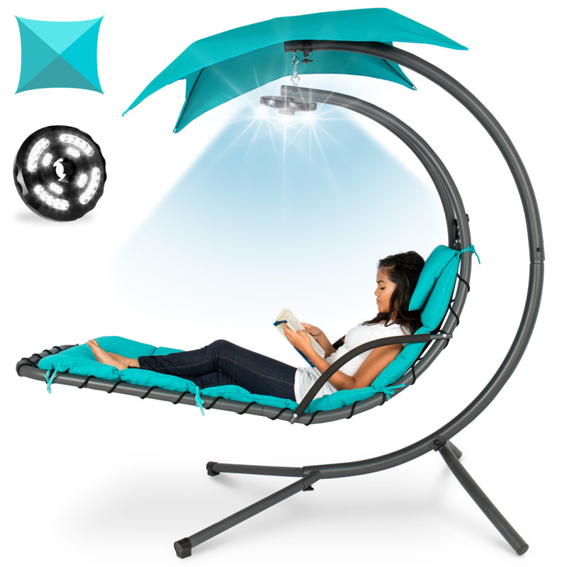 Rikio Outdoor Metal Chaise Lounge , Cushion Included, Teal