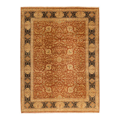 Tapis rouille et noir noué à la main de haute qualité