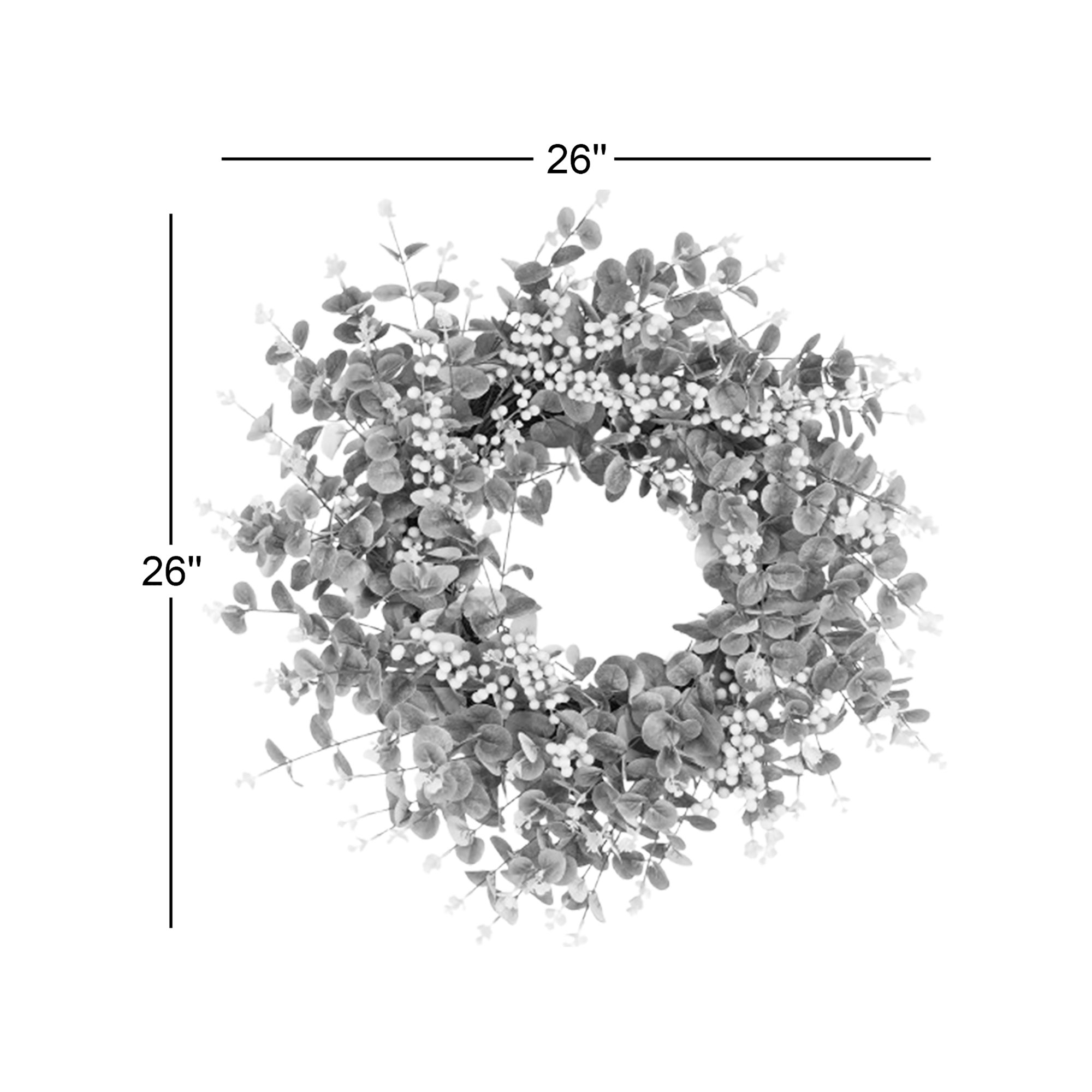 26" Every Day Eucalyptus Berry Wreath for Front Door , Beige/Green 