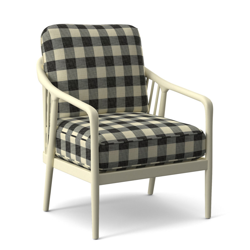 Guinevere Armchair, Antique Frost White, Black Buffalo Check; 0120-81