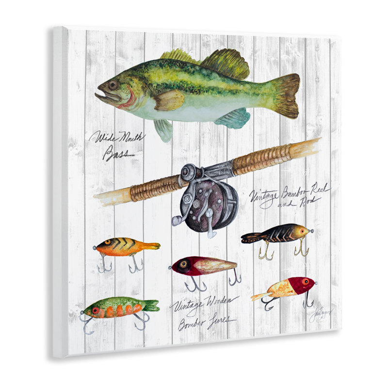 "Pêche", leurre, art mural sur bois par Janice Gaynor