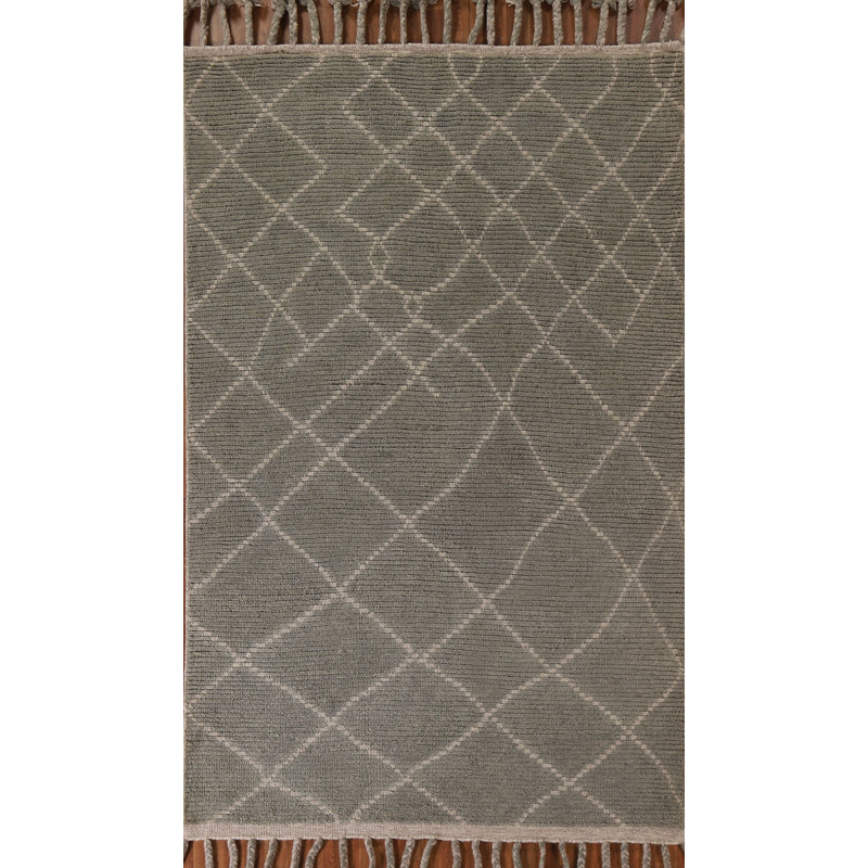 Tapis marocain en laine Trellis fait à la main 6 x 8