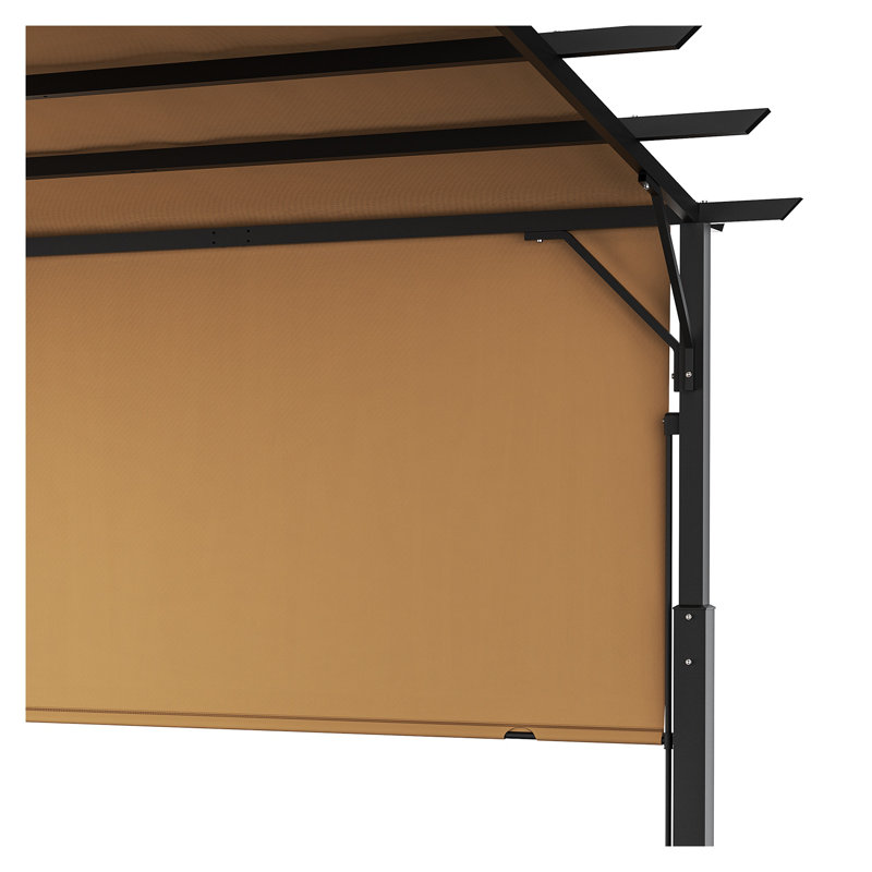 Pergola rétractable d'extérieur 10 x 10 pi avec toit arqué - Pavillon de jardin en métal imperméable pour cour et jardin
