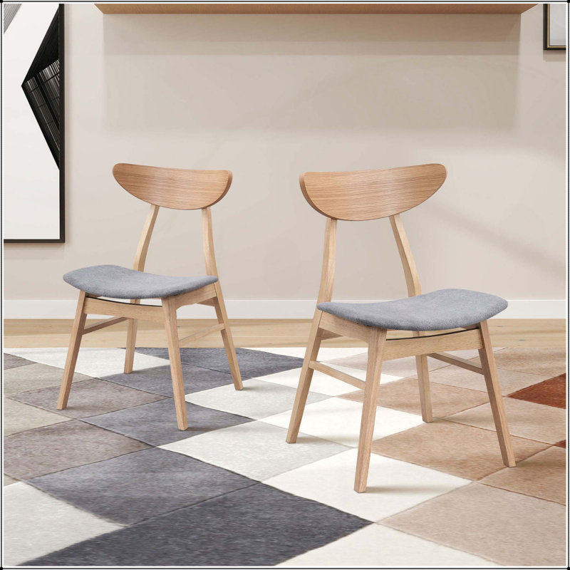 Ensemble de 2 chaises de salle à manger en bois, Gris, Chêne