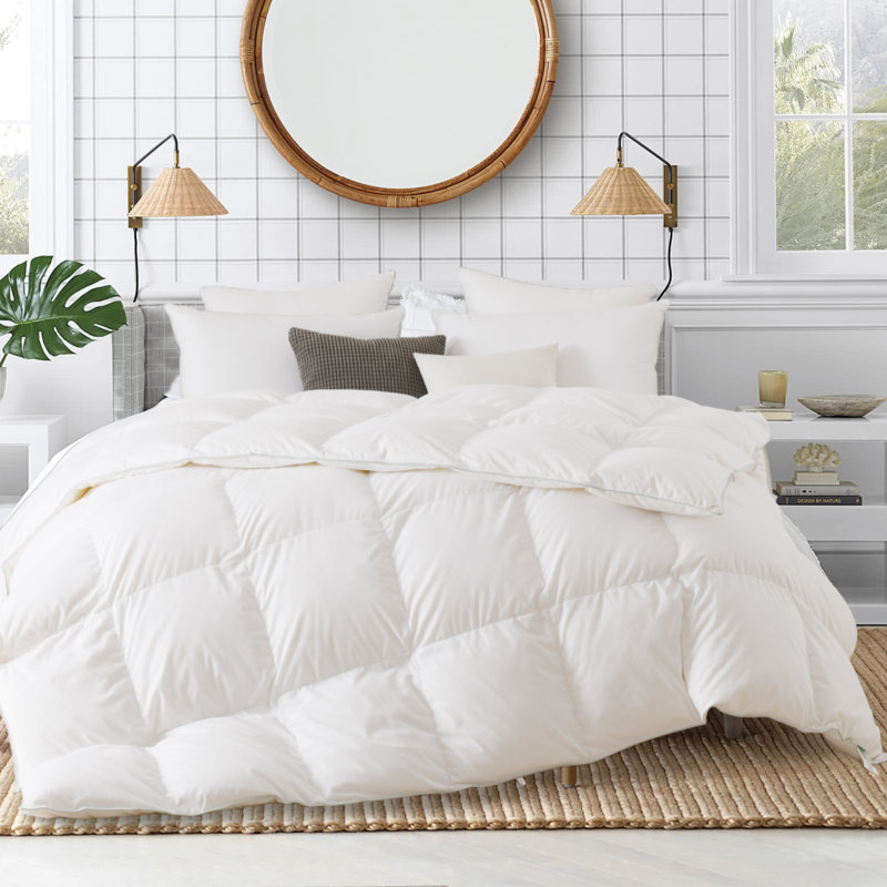 Winter Warmth White Down Duvet Corner Tabs-Baffle Box Design Comforter-750 Fill Power Down, King Comforter