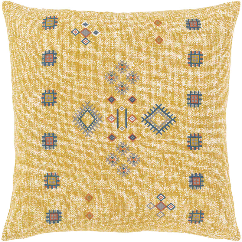 Amora Cotton Geometric 18" Throw Pillow Cover, Mustard