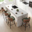 Swivel Upholstered Counter Stool with Metal Frame-453626690