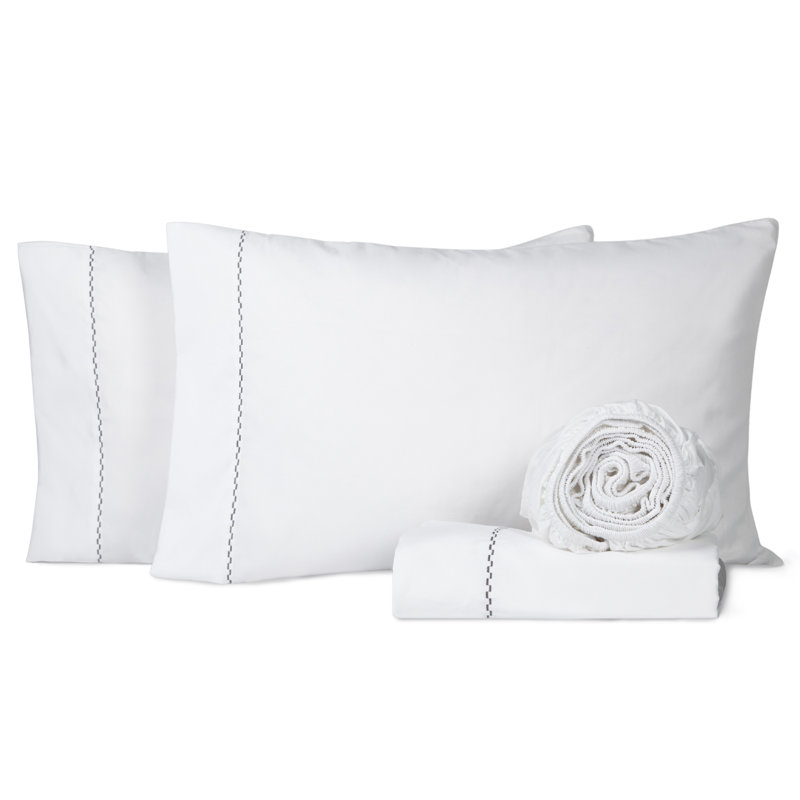 1800 Series Double Brushed Microfiber King White Sheet Set, White, King Sheet Set with 2 Pillowcases