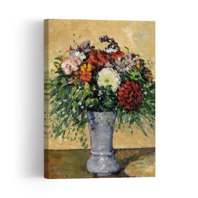 Bouquet de fleurs dans un vase, vers 1877. Estampe d'art mural abstraite et contemporaine.