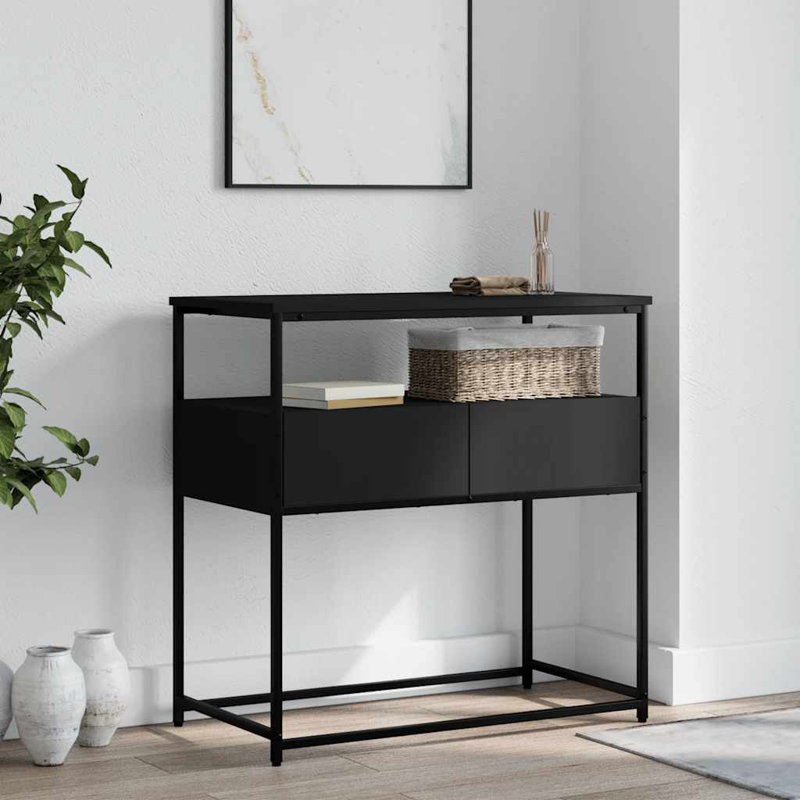 Console vidaXL, bois, bois, bois massif, 29.5" H x 39.4" W x 15.7" D, Chêne fumé