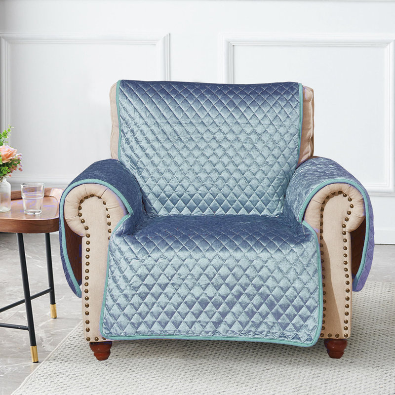 Housse antidérapante en velours pour fauteuil inclinable en cuir, Velours bleu clair