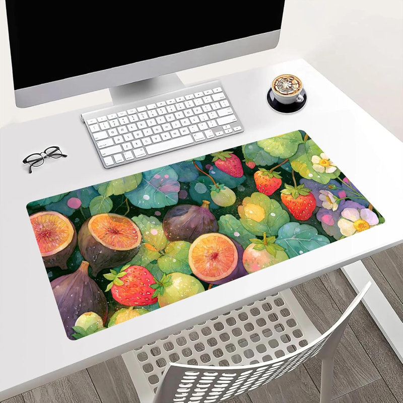 Tapis de souris aux fraises Fruits, tapis de bureau étendu, décor de bureau festif, 40 x 80 cm