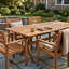 Ensemble de salle à manger 7 pièces en bois d'acacia avec table extensible et 6 chaises, teck