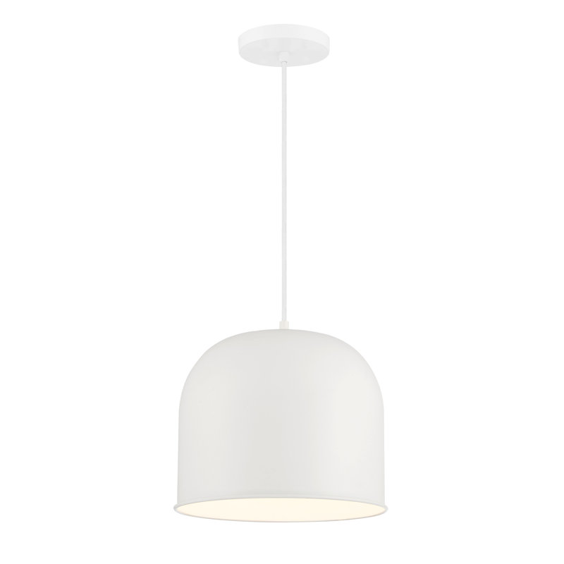 Luminaire suspendu en forme de dôme à 1 lumière Carpinteria, Blanc, Blanc