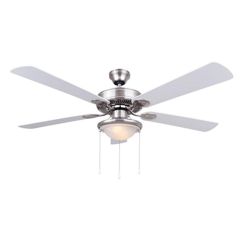 Chadbourne 52'' Ceiling Fan with Light Kit, Brushed Nickel with White/Bleached Oak Blades